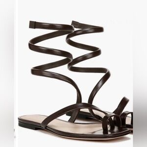 New!! Veronica Beard Brown Spiral Ankle-Wrap Gladiator Sandal